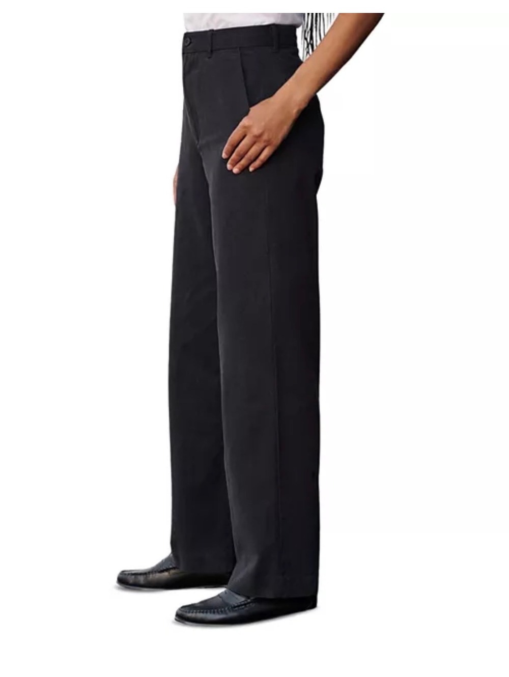 Buck Mason Women’s Black Straight Leg Cotton Lyocell Pants Size 25 Raw Hem